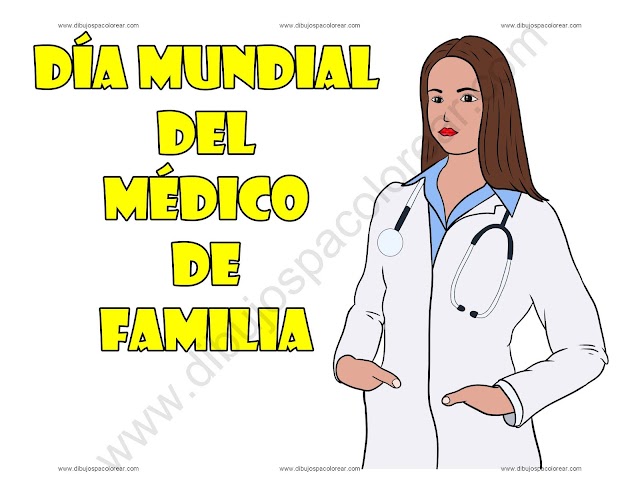 Día Mundial del Medico de Familia dibujo a color y para colorear